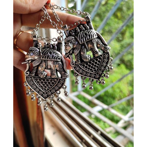 Royal Elephant Oxidised Jhumka (DESIGN 72)