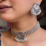 Crescent Bead Oxidised Jhumkis (DESIGN 107)